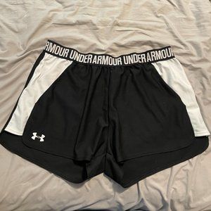 Black and White Under Armour Running Shorts